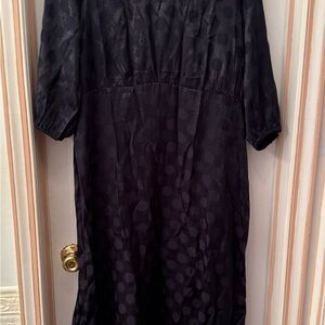 Express navy blue Long Sleeve Dress with Polka Dots